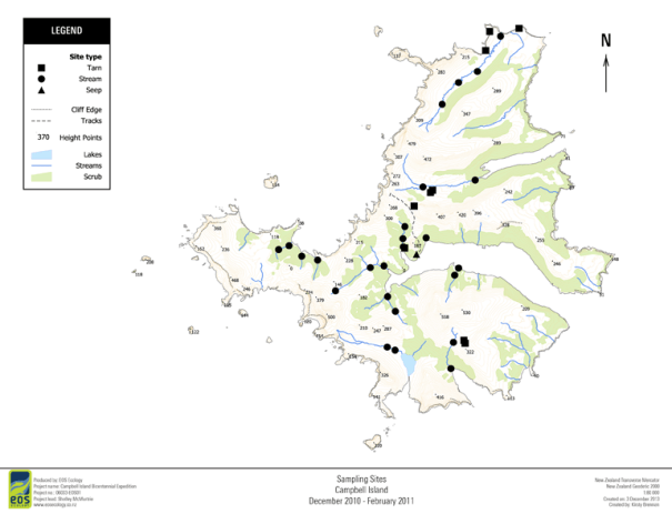 Map of the sites sampled by EOS Ecology during the 2010-11 CIBE.  